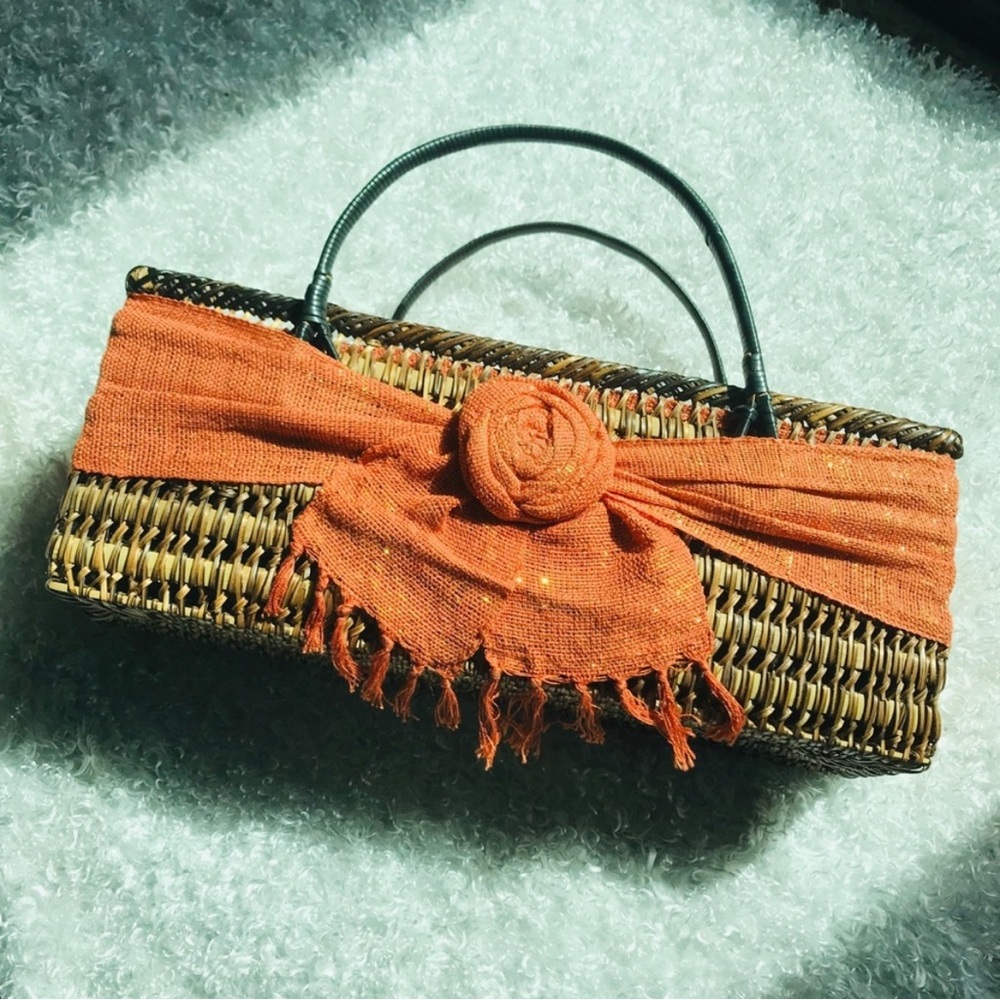 Orange Woven Handbag
